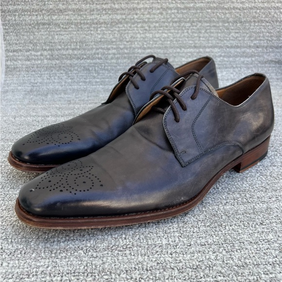 MAGNANNI Gerardo Medallion Toe Derby Leather Shoes Brown Men's Size 11 US - Picture 3 of 13